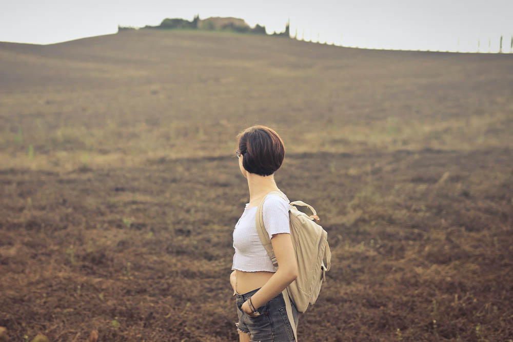 portrait femme et paysage